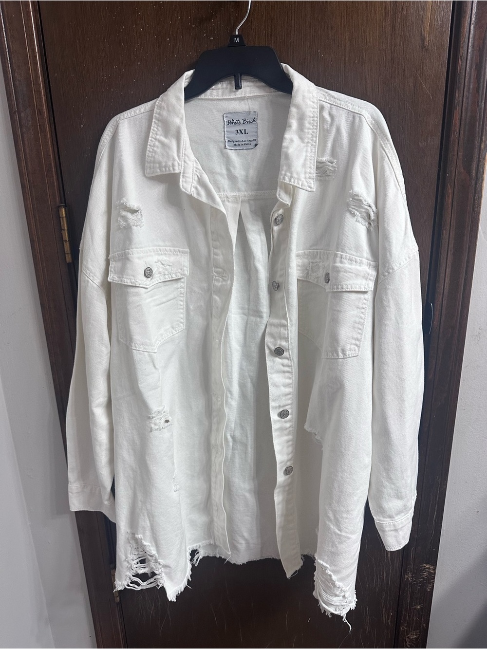 White Birch Distressed Oversized Jacket - 3XL